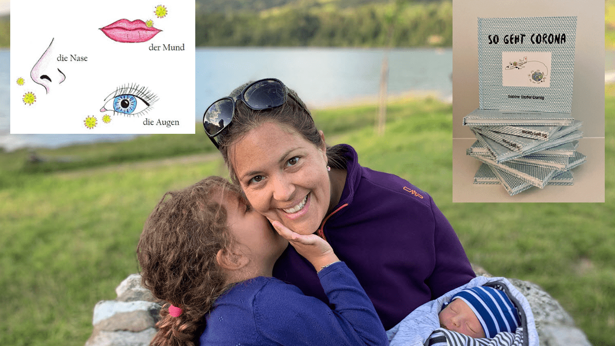 Scientist and Corona children's book author Sabine Stoffel Domig with her children.