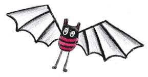 Illustration d'un livre pour enfants sur le coronavirus : une batte
