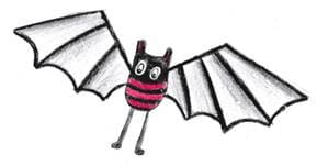 Illustration eines Kinderbuchs über den Coronavirus: Eine Fledermaus