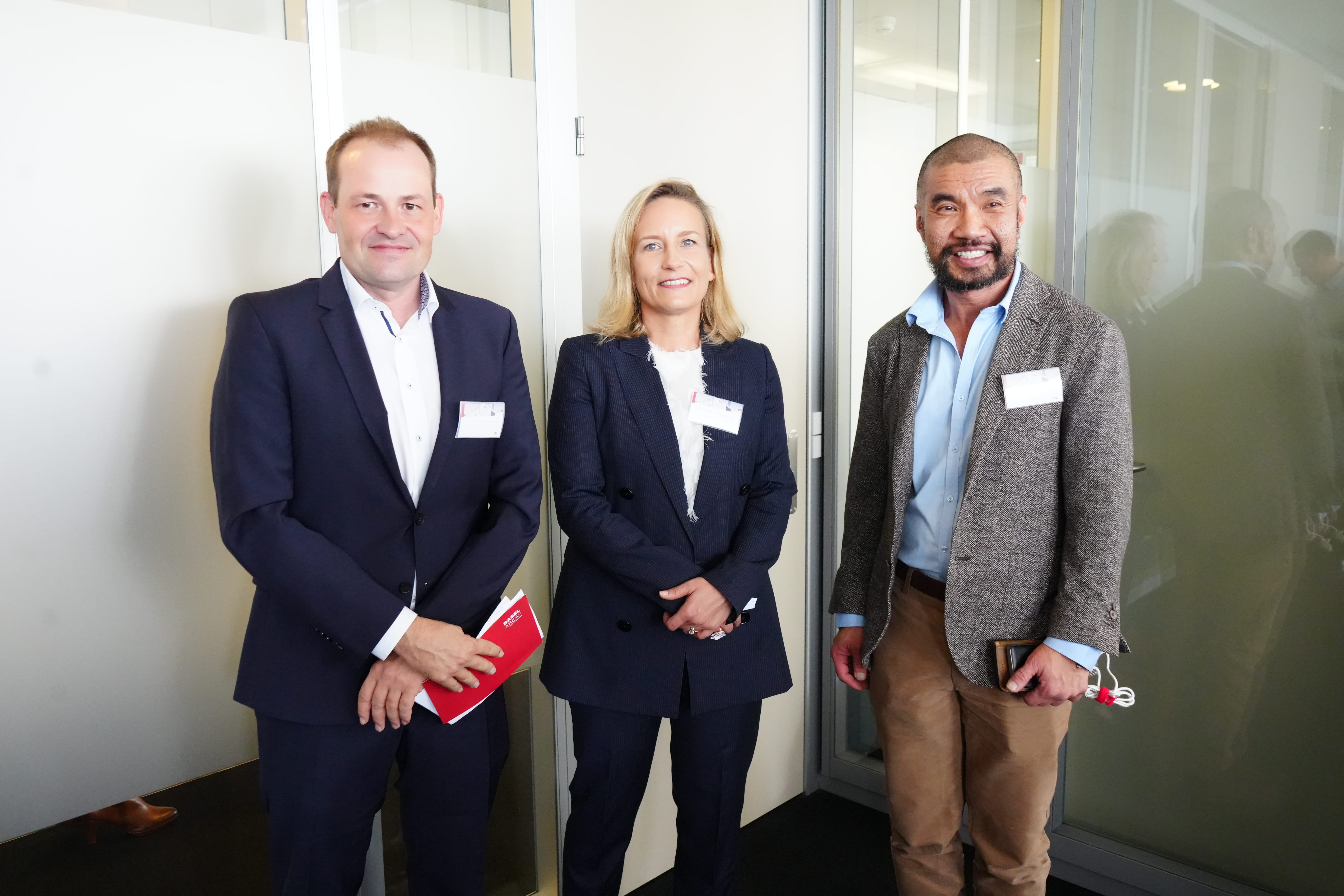 F.l.t.r: Christof Klöpper, CEO, Basel Area Business & Innovation, Emmanuelle Lecomte-Brisset, CSL Head of Global Regulatory Affairs and Eric Teo, CSL Head of Patient Safety, at the CSL office opening on the premises of Switzerland Innovation Park Basel Area