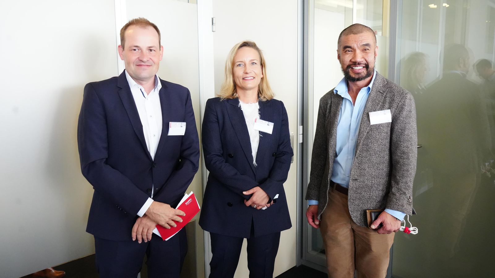 F.l.t.r: Christof Klöpper, CEO, Basel Area Business & Innovation, Emmanuelle Lecomte-Brisset, CSL Head of Global Regulatory Affairs and Eric Teo, CSL Head of Patient Safety, at the CSL office opening on the premises of Switzerland Innovation Park Basel Area