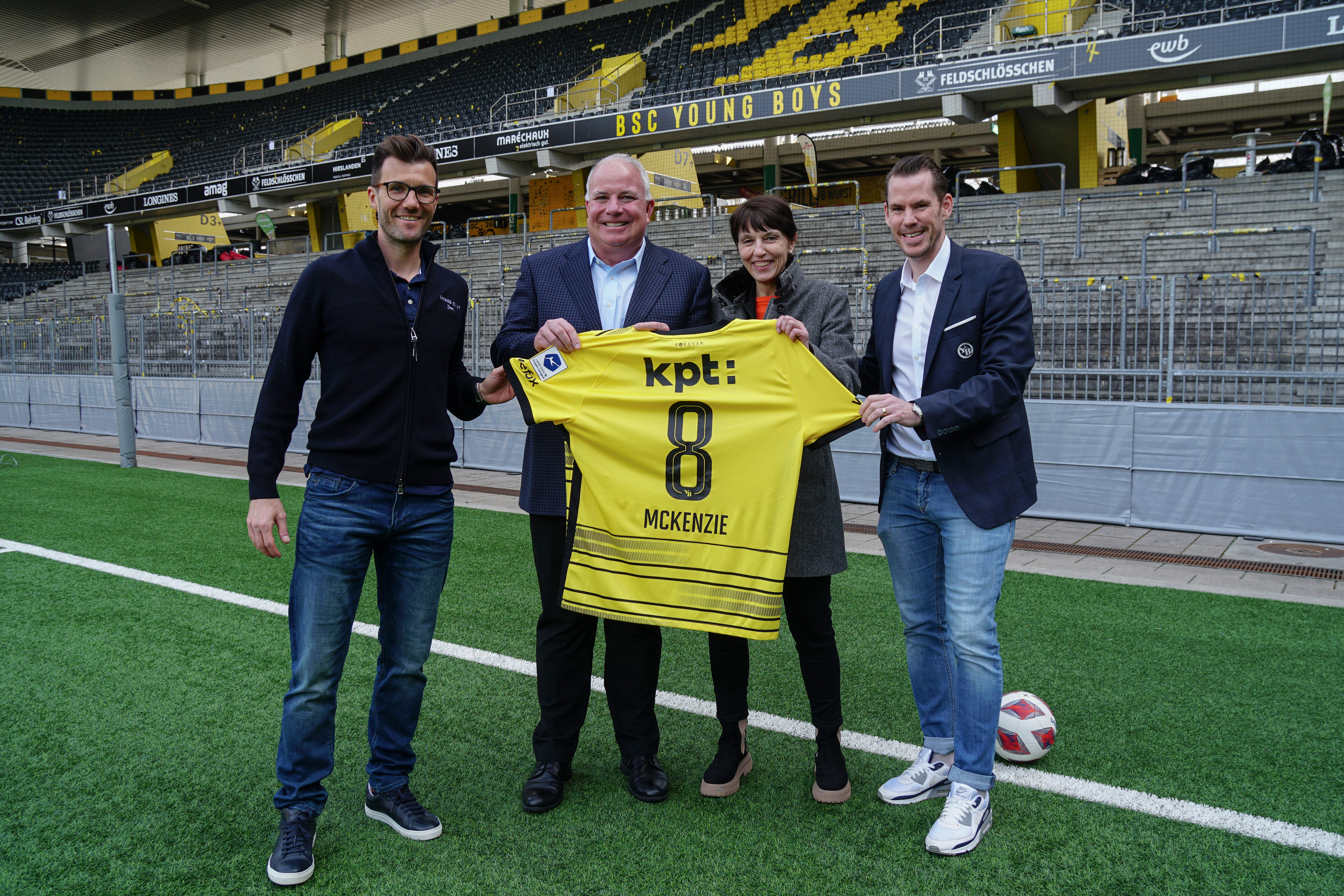 Wankdorf Visit: Raphael Wicky, Paul McKenzie, Livia Artuso and Wanja Greuel 