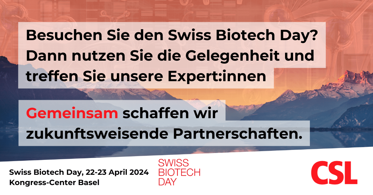 Call to Action um unsere Expert:innen am Swiss Biotech Day 2024 zu treffen