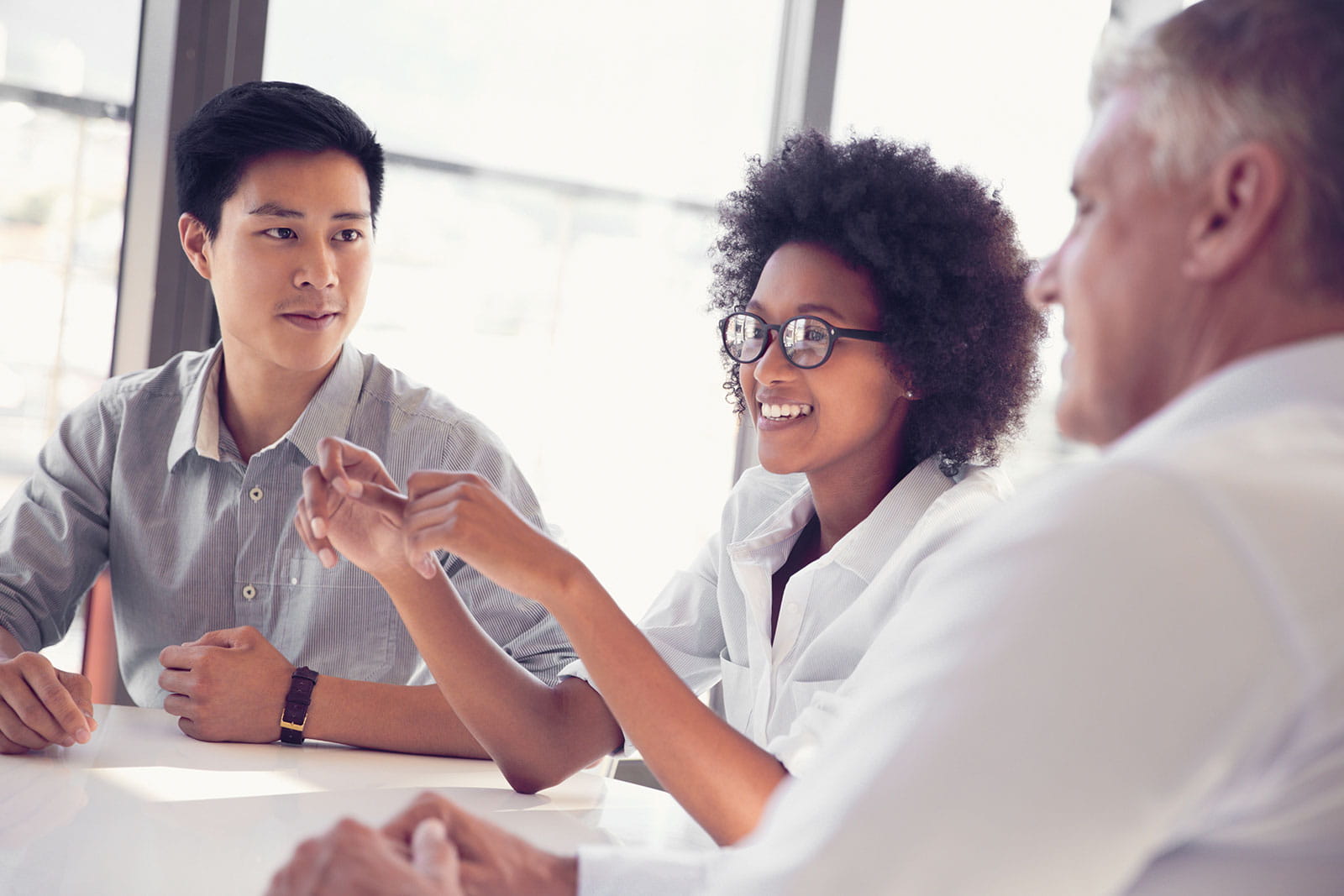 Group of diverse people discussing