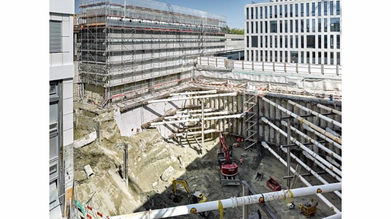Die Baustelle des Projekts "Protinus" auf dem Geländer der CSL Behring AG in Bern.