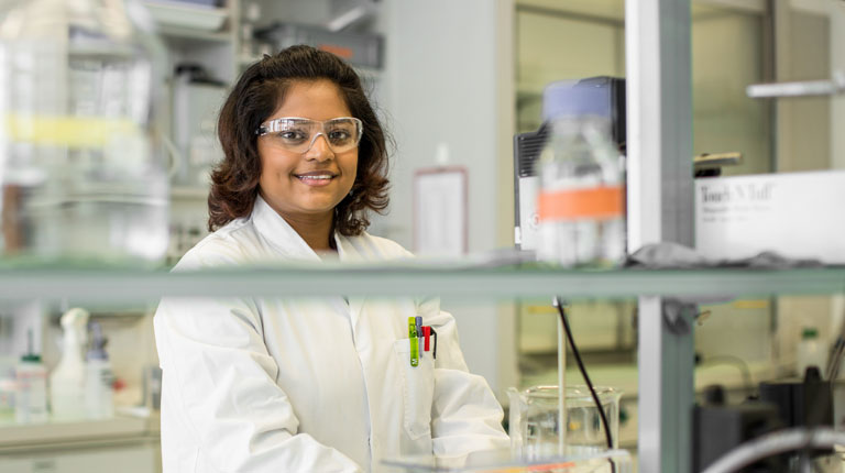 Lab employee Kaarthiha Bansod