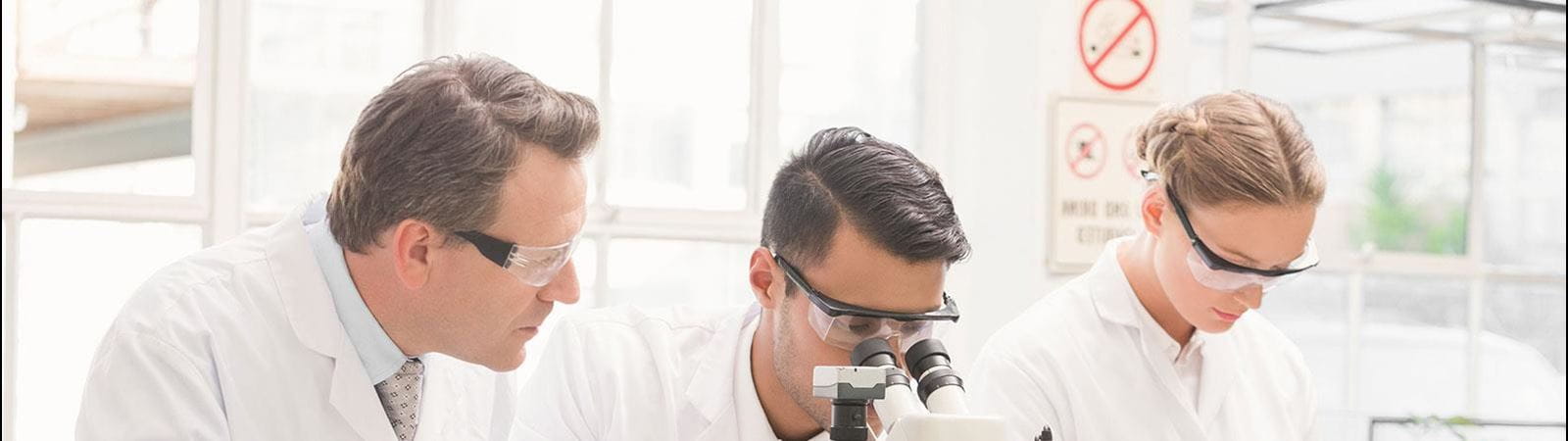 three researchers in a lab